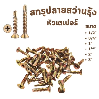 สกรูปลายสว่าน ชุบรุ้ง หัวเตเปอร์ มีหลายขนาด #สกรูปลายสว่านรุ้ง