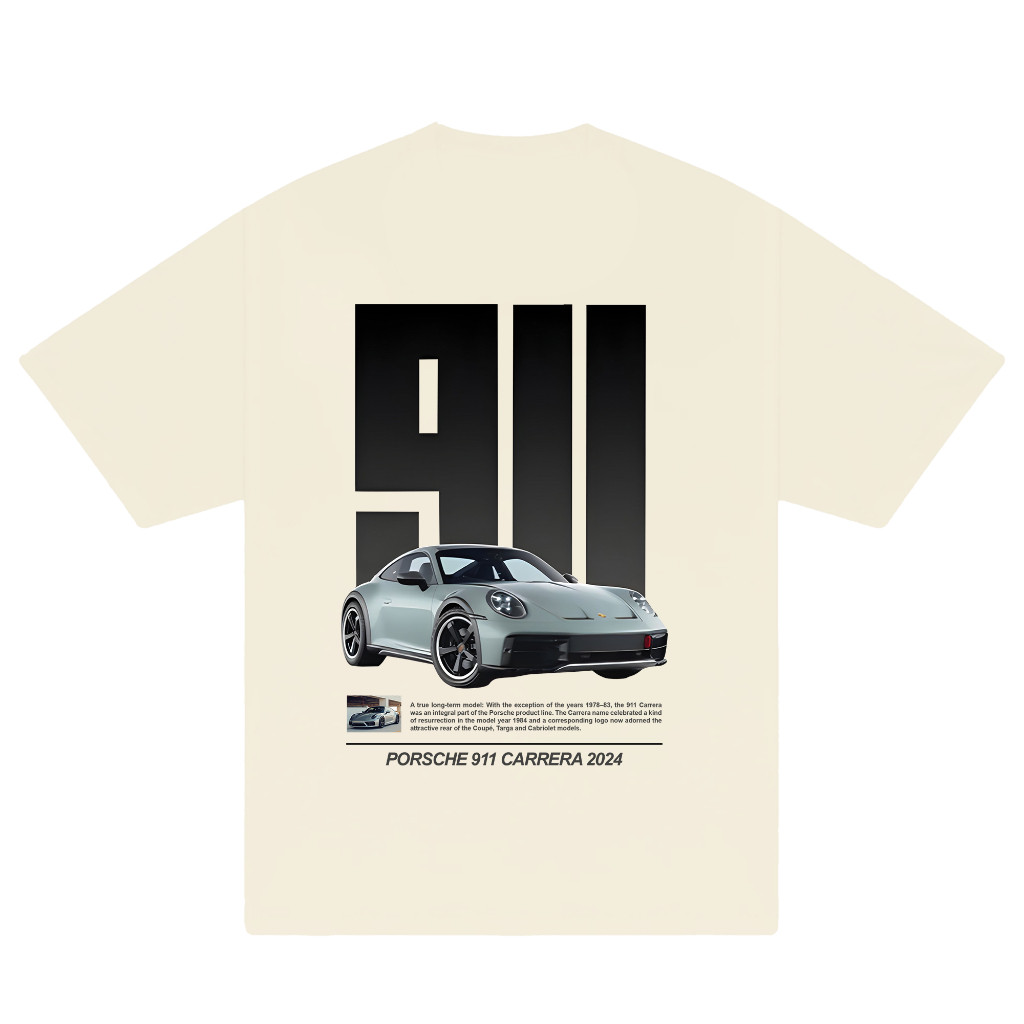 [ผ้าแท้] GZAY-Porsche Carrera 911 เสื้อยืดผ้าฝ้าย 280gsm แขนหลวมรอบคอ Menswear Womanswear 005