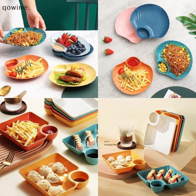 [qowine] ห้องครัวอาหารเช้า French Fries จานเครื่องปรุงรส Sub-Grid ในครัวเรือนขนมขบเคี้ยวผลไม้แห้งแผ่นเด็กน่ารักตาราง Spit Bone Plate TH