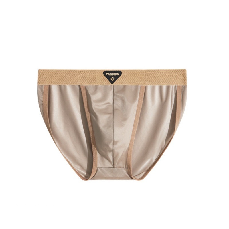 ผู้ชายระดับไฮเอนด์ซาตินผ้าไหมน้ําแข็งเอวต่ําเซ็กซี่ระบายอากาศสามเหลี่ยมกางเกง - รูปที่ 3