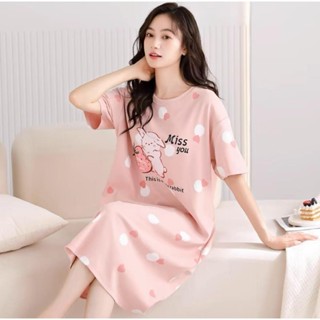 0801 SBT ชุดนอนรวดกระโปรงยาวอก40 ใส่ได้ ชุดนอนสาวอวบ ชุดนอนก…