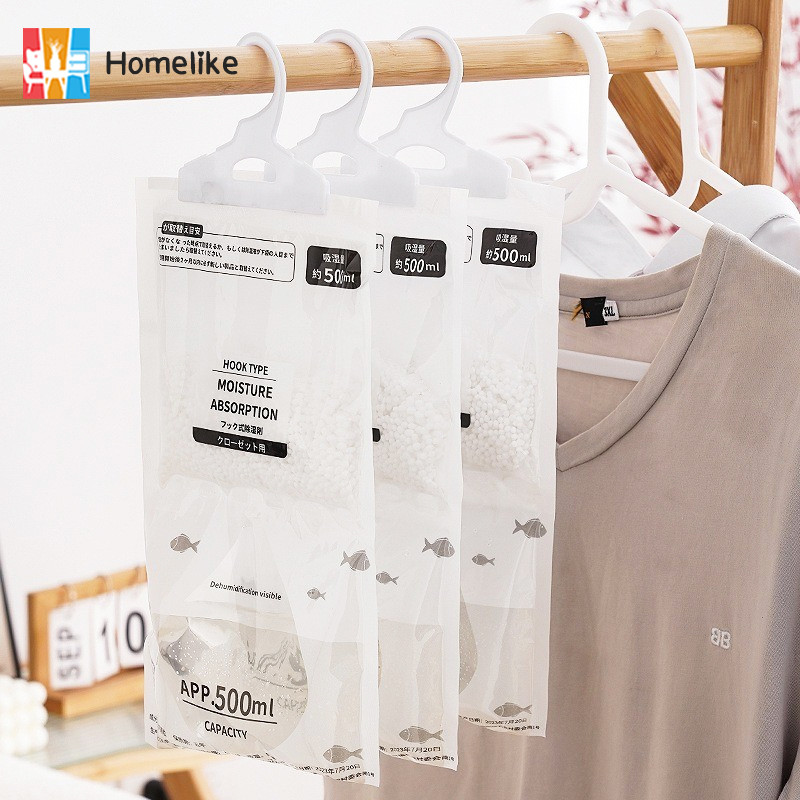 ถุงดูดความชื้น 1/3 แพ็ค ดูดกลิ่นอับ ลดความชื้น กันกลิ่นอับและเชื้อราในตู้เสื้อผ้า แขวนได้ ใช้งานสะดวก 500ML