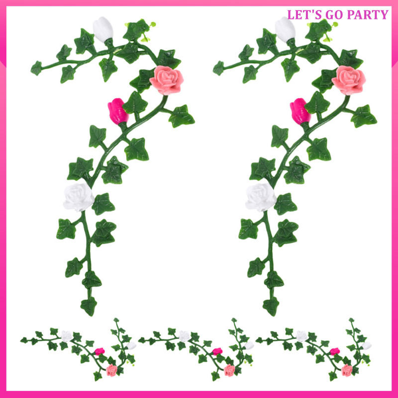5 ชิ้น Mini Garden ชุดตกแต่งตุ๊กตาดอกไม้ Vine Miniature Vines ดอกไม้ตกแต่งดอกไม้ตกแต่ง uiran