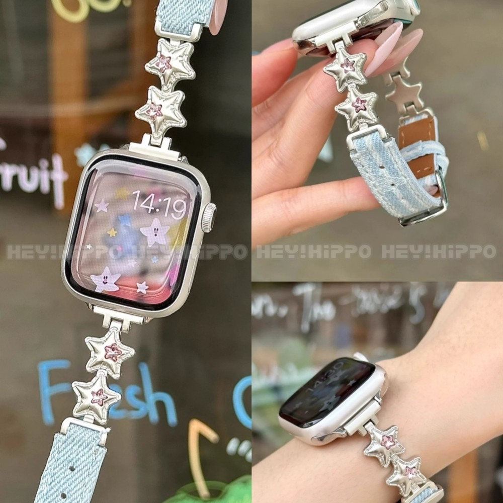 สายคาวบอยเหมาะสําหรับ iwatch10/9/8/7/6/SE/4/3/2/1 สาย Star เหมาะสําหรับสมาร์ทวอทช์ 49/46/45/44/42/41/40/438/8mm