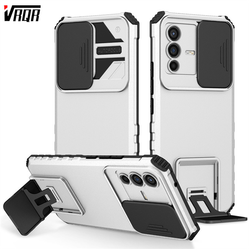 VRQR หน้าต่างบานเลื่อนวงเล็บสามมิติพร้อมเคสโทรศัพท์ป้องกันแข็งแรงสําหรับ vivo V23 5G