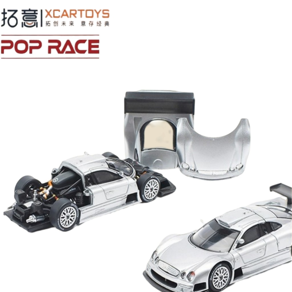POPRACE 1:64 Mercedes-Benz CLK-GTR โมเดลรถเหล็กสําหรับเด็กผู้ชายและนักสะสม