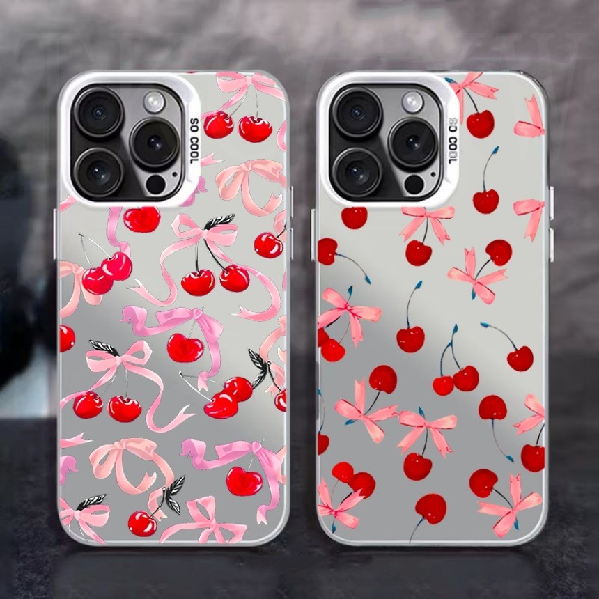 สีชมพูเชอร์รี่โบว์รูปแบบ Frosted สําหรับ Vivo V30 V29 V27 V40 Pro V50 V40 Lite V30E V29E V27E V25 V25E V23 V23E V20 S1 Pro X100 Y91 Y95 ฝาครอบอะคริลิคกันกระแทก