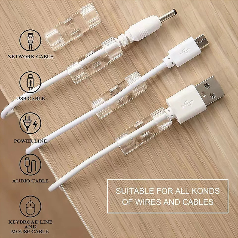 คลิปจัดระเบียบสายไฟ 20 ชิ้น ติดผนัง/โต๊ะ สําหรับจัดการสายชาร์จ USB สายข้อมูล PC มือถือ