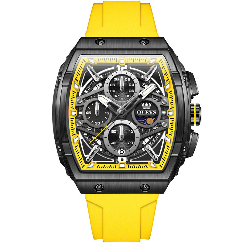 OLEVS 2975 OLEVS Barrel ปฏิทินมัลติฟังก์ชั่นสําหรับผู้ชายนาฬิกากันน้ําสําหรับผู้ชาย
