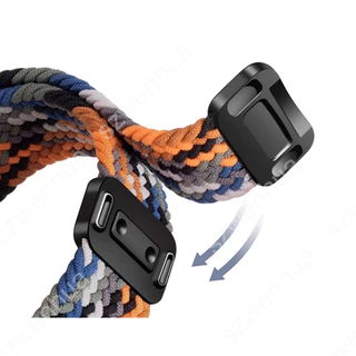 สายรัดข้อมือไนลอนถักยืดหยุ่นสำหรับ Garmin Forerunner 265 265s 255 55 158 165 Music 570 รุ่นหัวเข็มขัดแม่เหล็ก สามารถเปลี่ยนได้