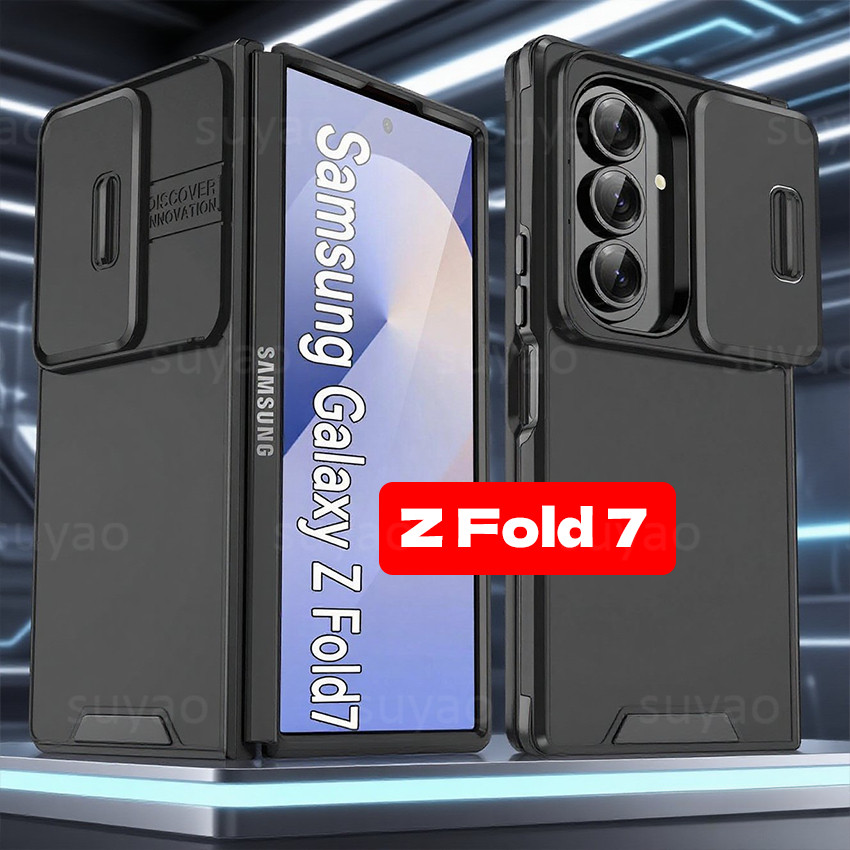 สําหรับ Samsung Galaxy Z Flod 7 6 5 4 Fold7 ZFold7 เคสโทรศัพท์เกราะแม่เหล็ก ZFold7 Fold5 Fold4 กล้องเลนส์ป้องกันปลอกสไลด์หรูหรากันกระแทก