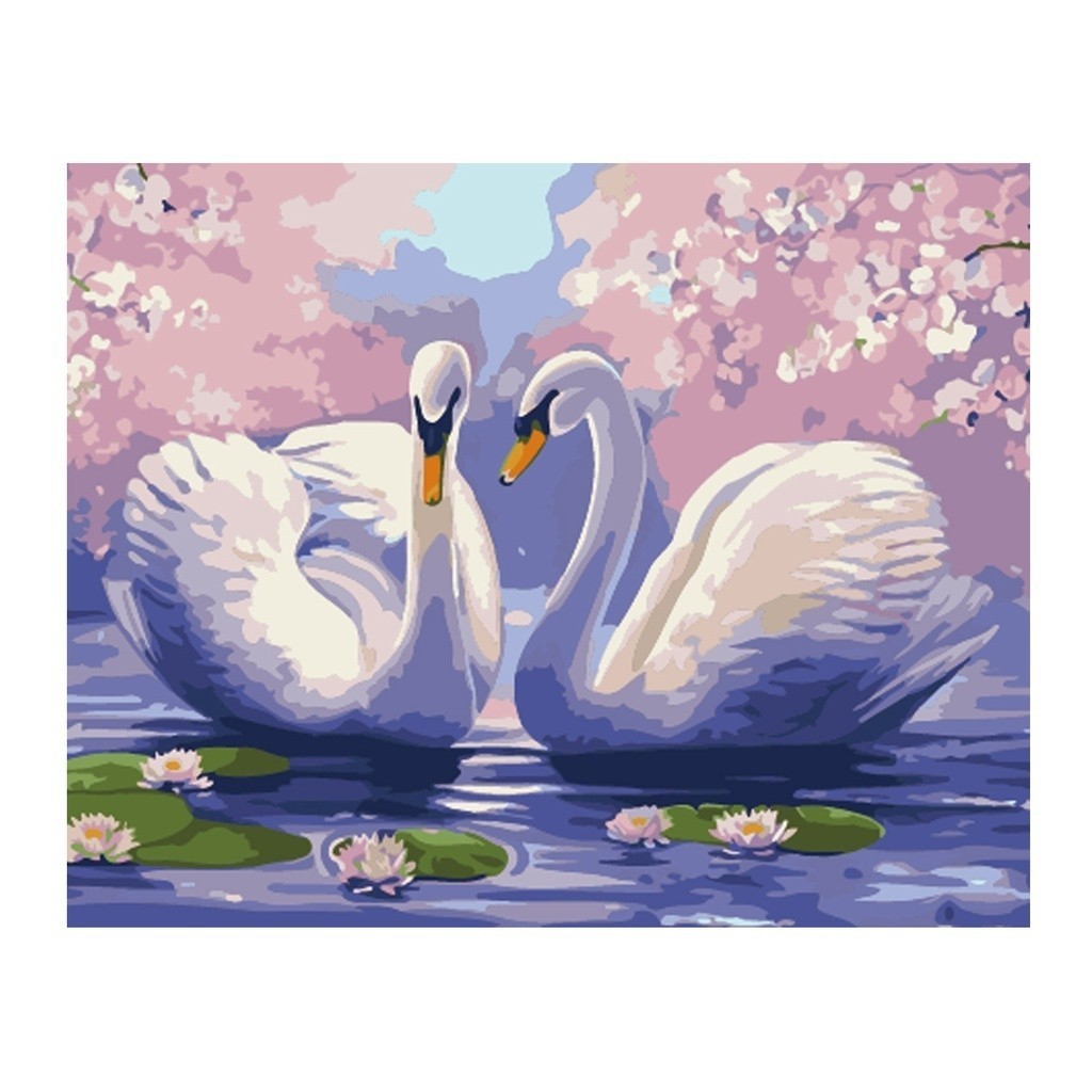 DADA DQ1 สัตว์ 40x50 ซม. ภาพวาดสีน้ํามัน diy ระบายสีตามตัวเลข หงส์ seriedw PA4