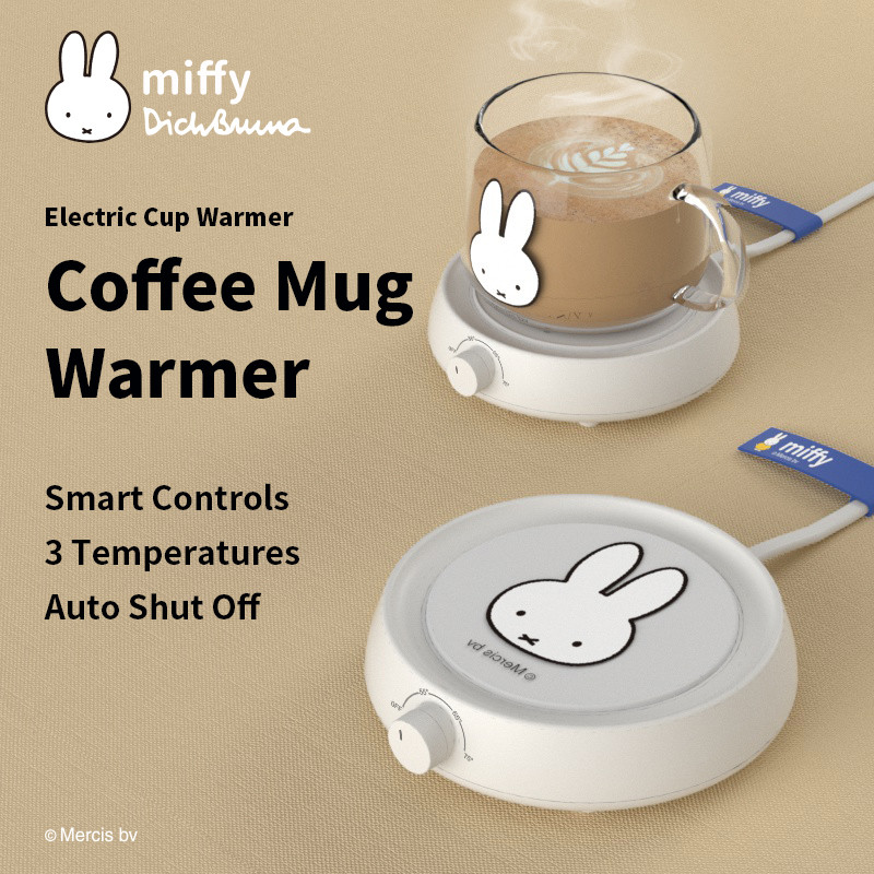 Miffy x MIPOW แก้วกาแฟอุ่นสําหรับ Office Home พร้อมการตั้งค่าอุณหภูมิ 3 ระดับ Auto-Off ถ้วยอุ่นแผ่นสําหรับชาโกโก้น้ํานม