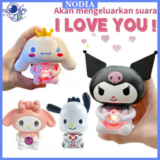 Nodia Toys Bisa Dibilang I love you Kuromi 3D LED Night Light Anjing Kayu Manis Kulome Boneka Suara Hati Hadiah Ungkapan Cinta untuk Pacar Hadiah Valentine Ulang Tahun Gantungan Boneka