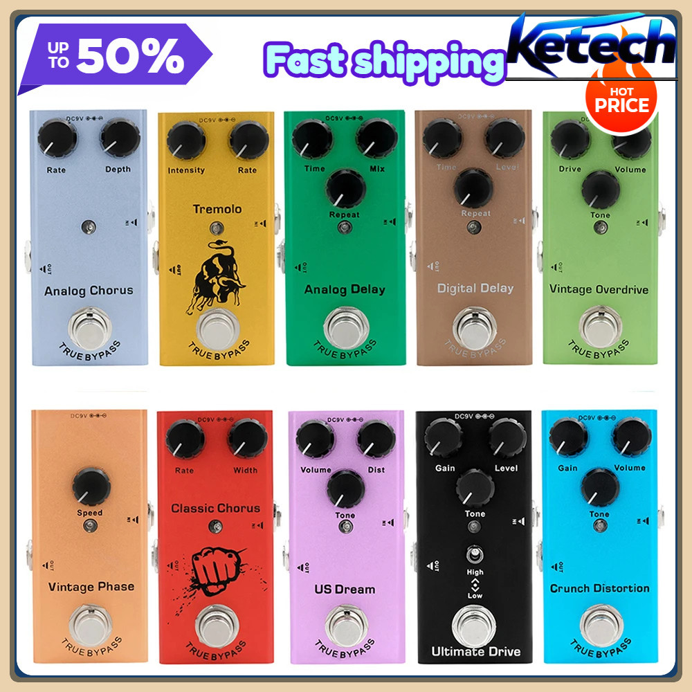 ​​Vintage กีตาร์ไฟฟ้าเหยียบ True Bypass Overdrive/Crunch Distortion US Dream/Classic Chorus/Digital Delay​​