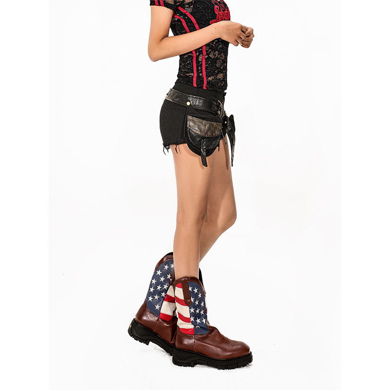 Heavy Industry Retro Distressed Overalls Hot กางเกงกางเกงผู้หญิงต่ําเอว Frayed Hot Girls Denim Super กางเกงขาสั้นทั้งหมด- ราคา ถูกที่สุด ดีลบีเคเค แกลเลอรีภาพที่ 3