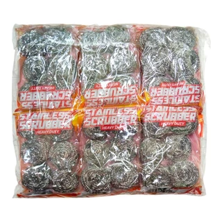 (ยกแพ็ค 12 ห่อ) ฝอยสแตนเลส ใยขัดแสตนเลส ห่อละ 6 ชิ้น
