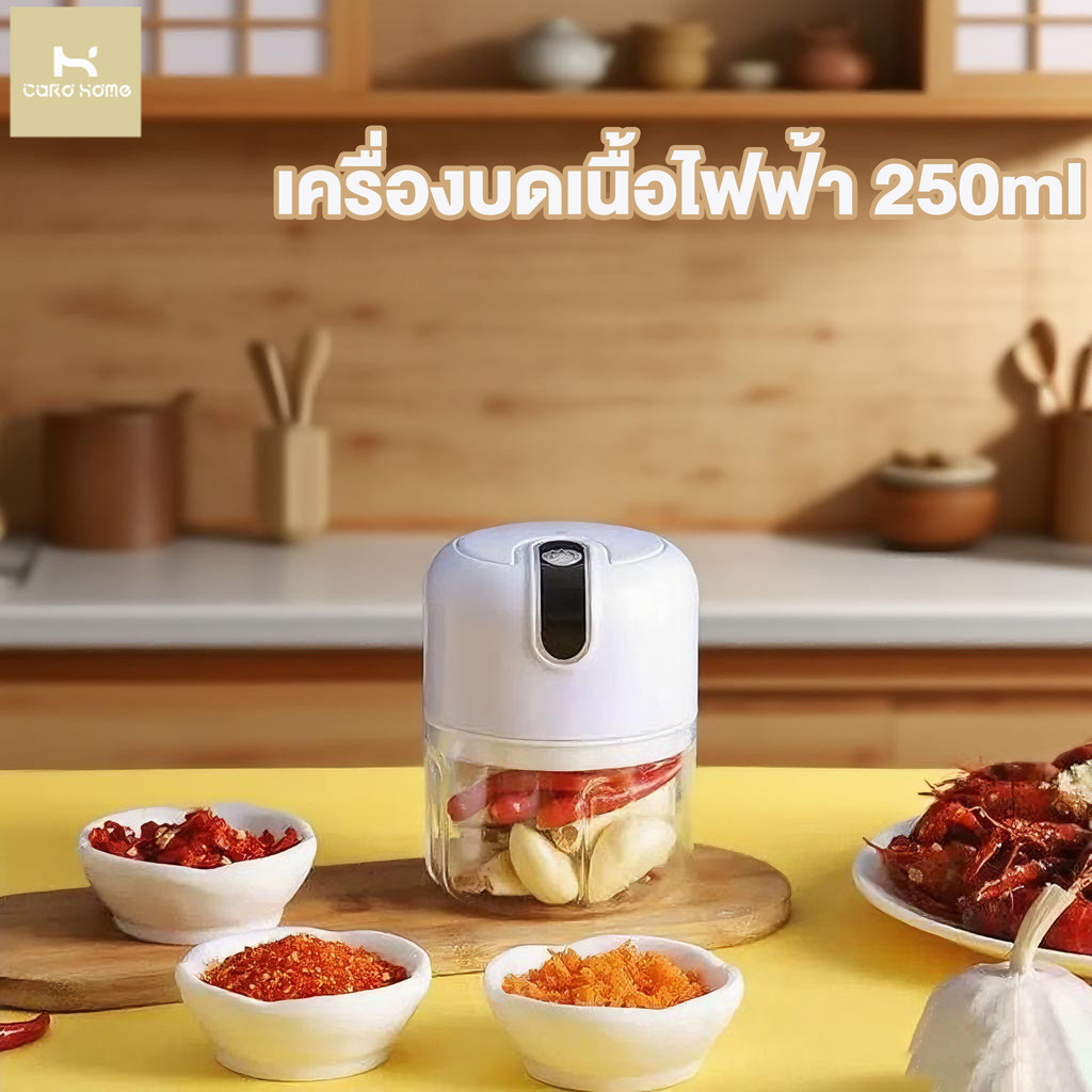 เครื่องบดเนื้อไฟฟ้า เครื่องบดพริกไทย250ml เครื่องปั่นพริก เครื่องบดเนื้อ ขนาดเล็กกะทัดรัด อาหารเด็ก ชาร์จไฟได้