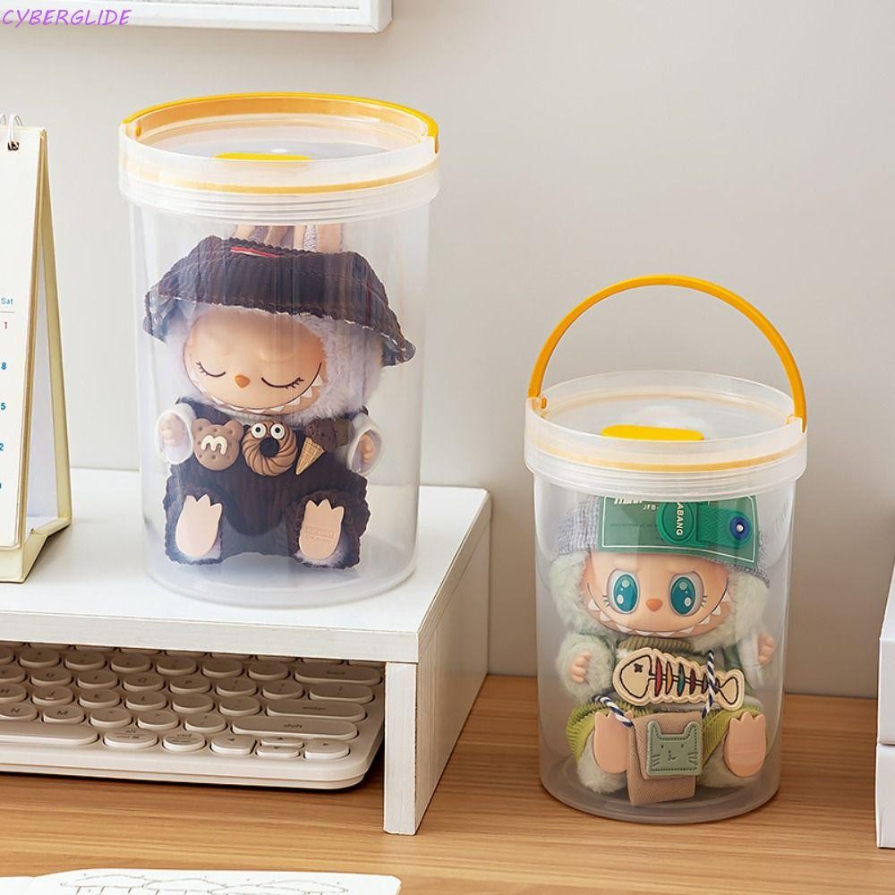 CYBERGLIDE Labubu Doll Storage Case, โปร่งใสความจุขนาดใหญ่ LABUBU Display Box, House Scene Dolls ที่
