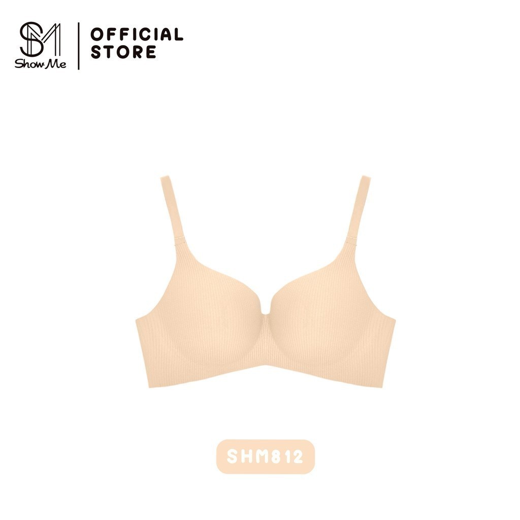 Show me เสื้อชั้นใน ไร้โครง ดันทรง กลมสวย มีตะขอหลัง รุ่น SOFTSENSE รหัส SHM812 ผ้าร่อง โอบอุ้ม ทรงส