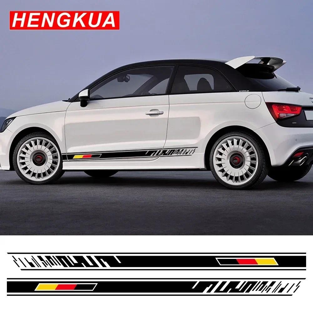 สติกเกอร์รถด้านข้างกระโปรงไวนิล Racing Stripes Decal อุปกรณ์เสริมภายนอกสําหรับ Audi A1 8X GB 8XF Spo