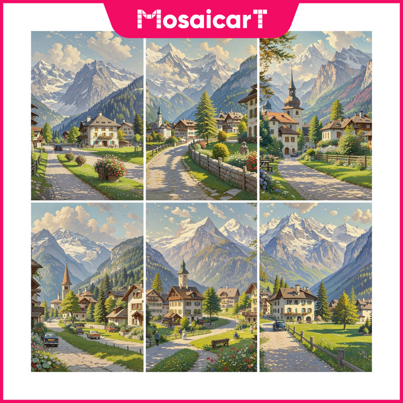 MA ปราสาททิวทัศน์ธรรมชาติ 5D DIY ภาพวาดเพชร/ภาพสีน้ํามันดิจิตอลคริสตัลปักครอสติสเพชรเต็มโมเสคเพชรชุดเย็บปักถักร้อย Rhinestone ตกแต่งบ้าน 30x40 ซม.