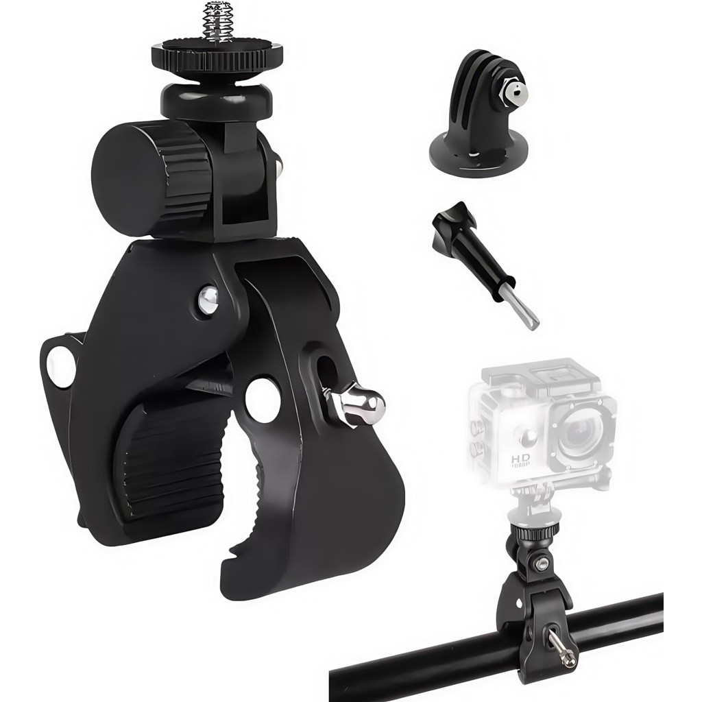 Action Camera Mount Clamp, Bike/Motorcycle Handlebar Clamp Adapter สําหรับ Insta360/GoPro/AKASO/DJI 