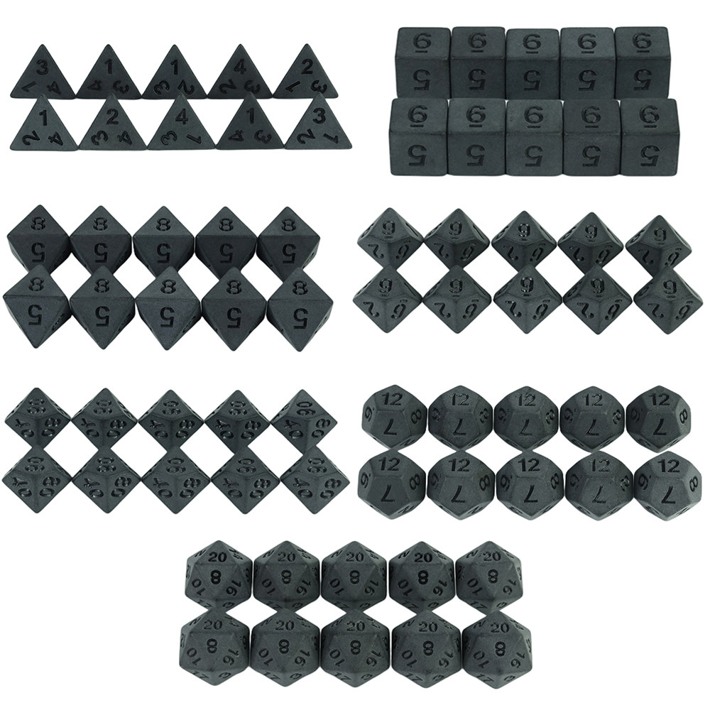 Deep Black Dice D4, D6, D8, D10, D12, D20 10PCS Plastic for Board Game Entertainment