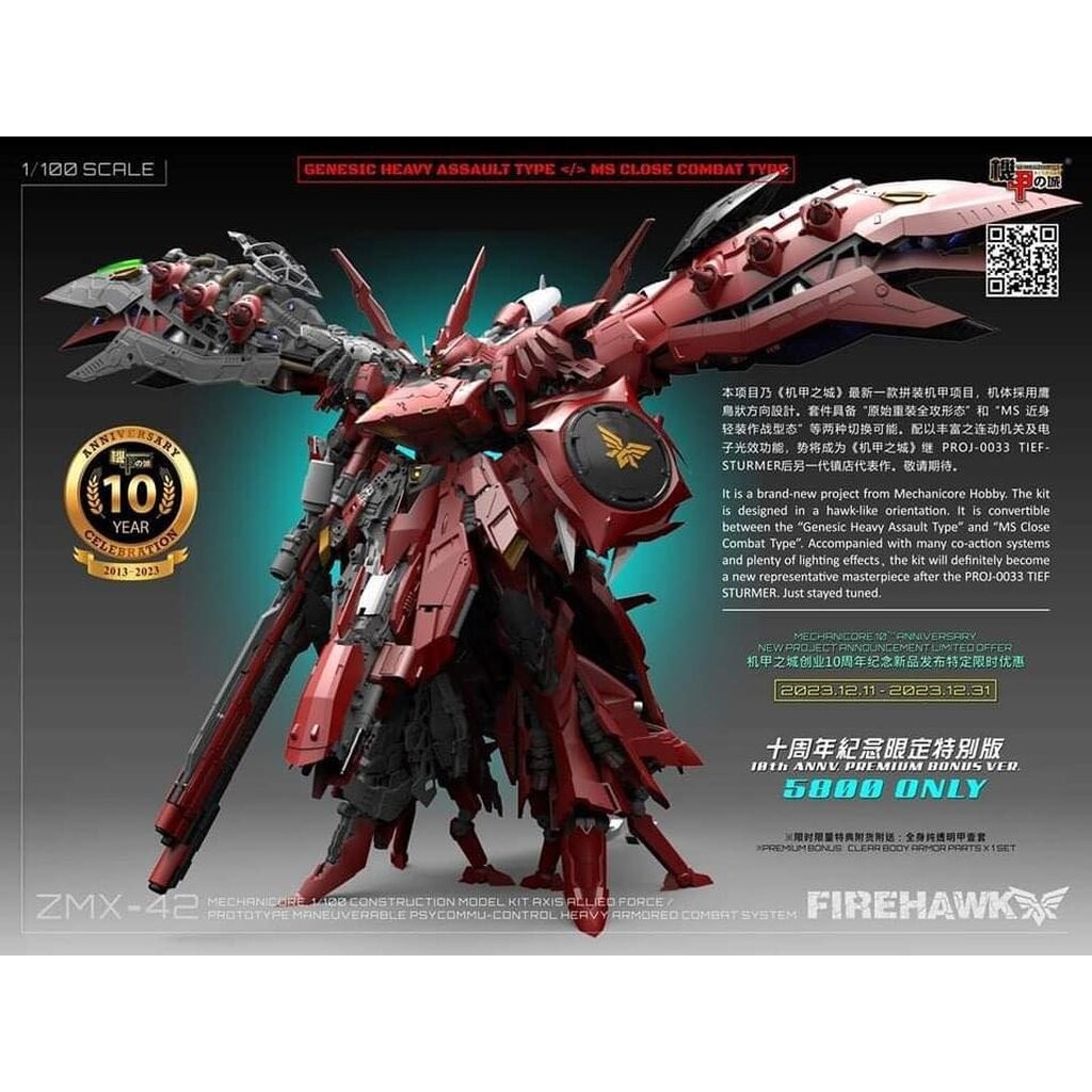 [Mechanicore] MG 1/100 ZMX-42 FIREHAWK (หรือ nightingale)