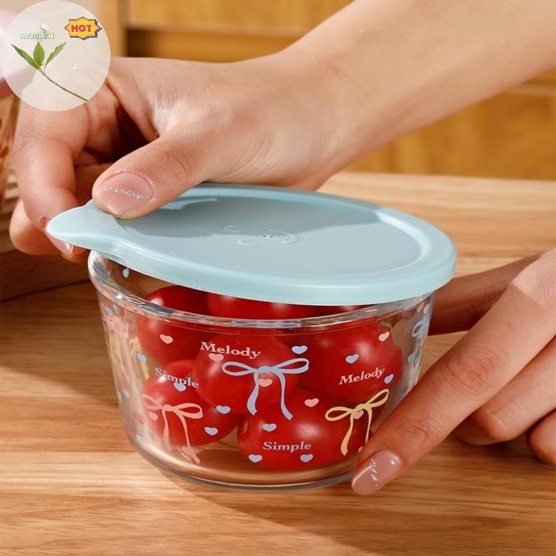 เมากลมภาชนะเก็บอาหารแก้วบอโรซิลิเกตสูงปิดผนึกโถที่มีฝาปิดไมโครเวฟปลอดภัยตู้เย็นโถเก็บผักผลไม้ ใน - รูปที่ 3