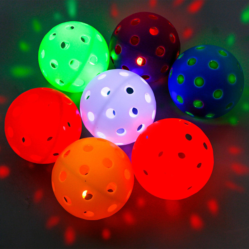 ใหม่ Pickle Ball 74 มม. Pickle Ball Luminous LED Pickle 40 หลุม Luminous อิเล็กทรอนิกส์ Luminous Hollow Hole Ball