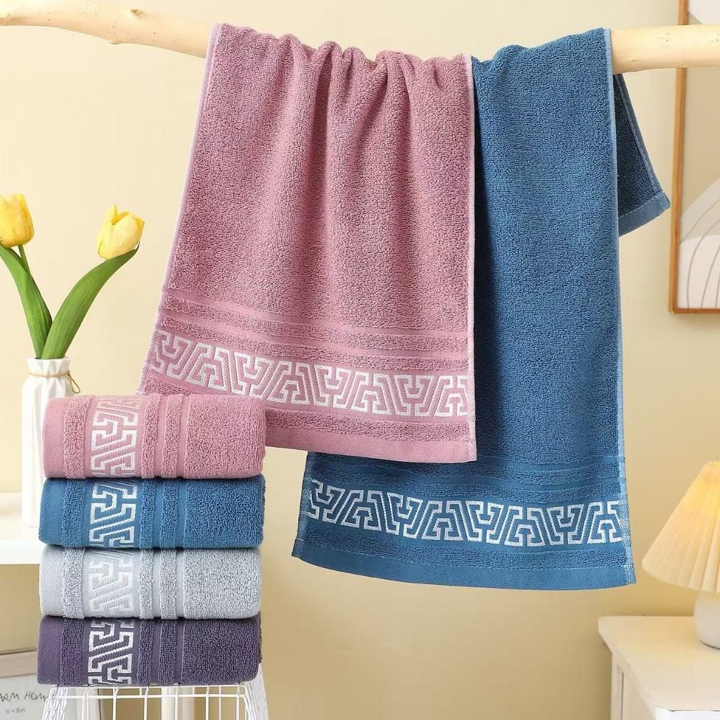 ผ้าขนหนูผ้าฝ้าย ผ้าเช็ดผม ดูดซับน้ำดี ขนไม่หลุด ผ้าเช็ดหน้า Cotton 100% ขนาด73X33ซม. แห้งไว