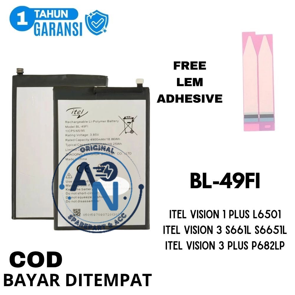 BATTERY ITEL VISION 1 PLUS L6501 / ITEL VISION 3 S661L / S6651L / VISION 3 PLUS P682LP BL-49FI ORIGI