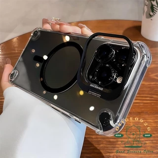 Anti drop อะคริลิคโปร่งใสวงเล็บแม่เหล็กเคสโทรศัพท์ iphone16 Pro Max 15 14 13 12 สําหรับ iPhone กรณีซิลิโคน soft shell TPU กันกระแทก