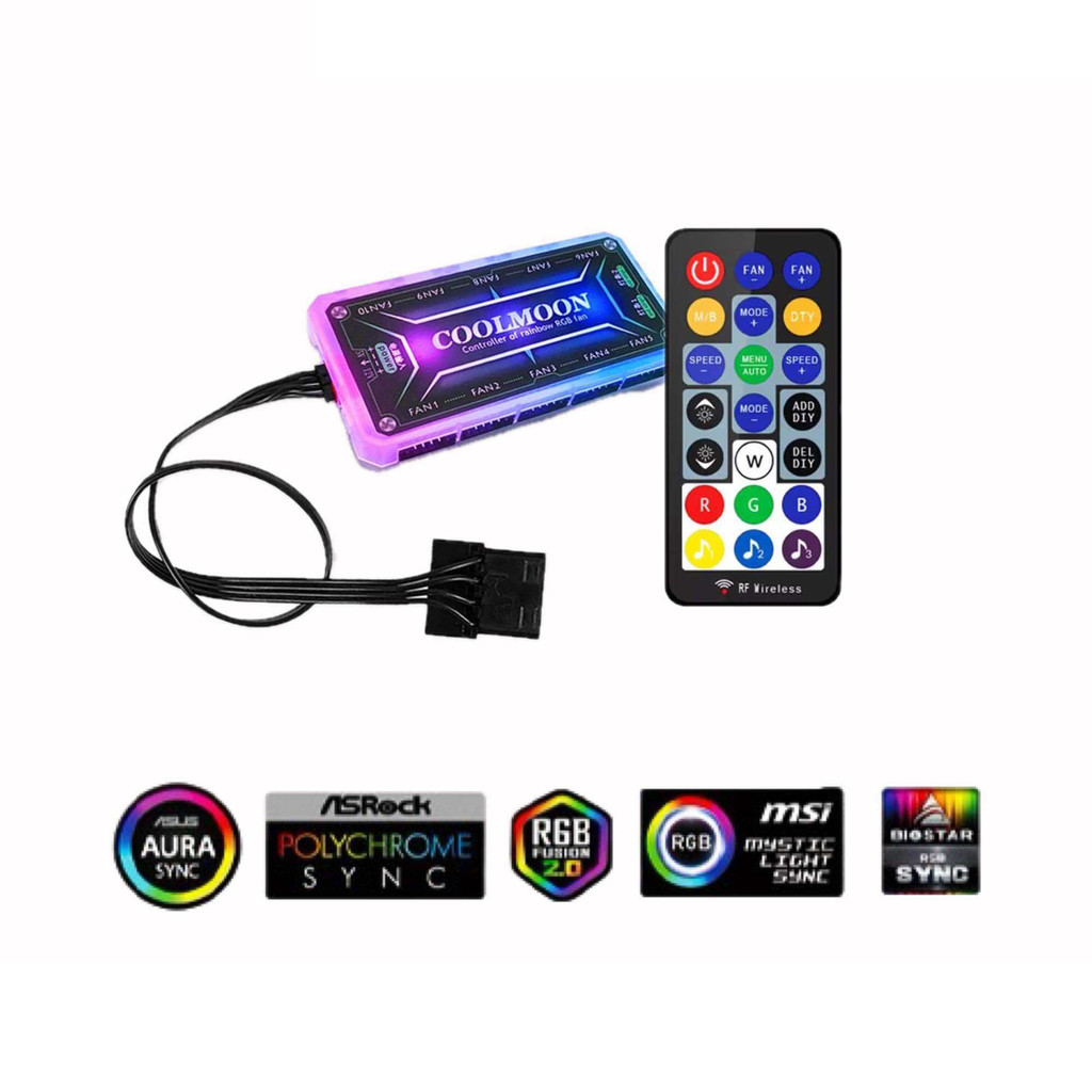 RGB Cooling Fan Controller กล่องควบคุมไฟ RGB พัดลมระบายความร้อน พัดลมเคสคอม ARGB HUB