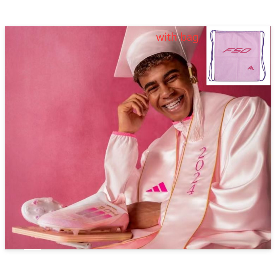 รองเท้าฟุตบอลกลางแจ้ง Lamine Yamal X F50 แบบ_unisex_สีชมพู ไซส์ 35-46