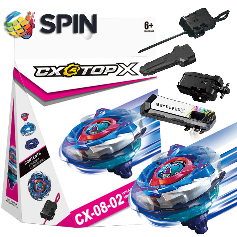 เบย์เบลด x CX-08 02 Whale Flame Gyro X พร้อม Launcher Led Grip ชุดสําหรับ ของเล่นเด็กสําหรับเด็กของข