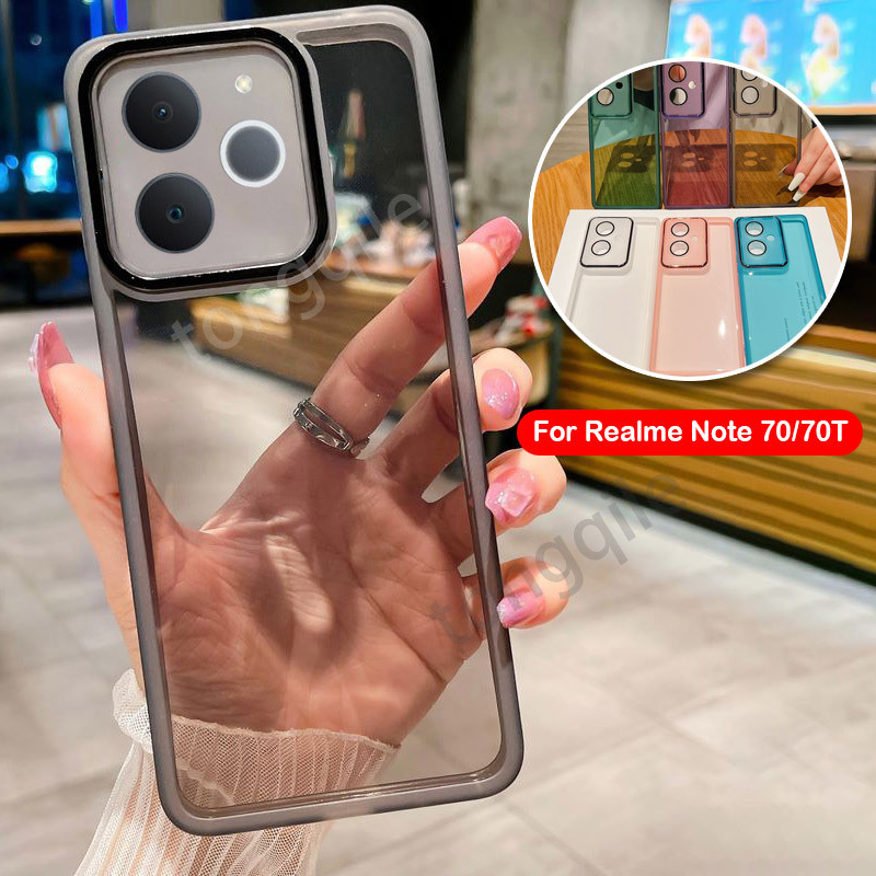 สําหรับRealme Note 70 70T Note70 Note70T 4G 2025 เคสโทรศัพท์ฝาหลังนุ่มTPUยืดหยุ่นชุบใสเลนส์กล้องปกป้องกันชนกันกระแทก