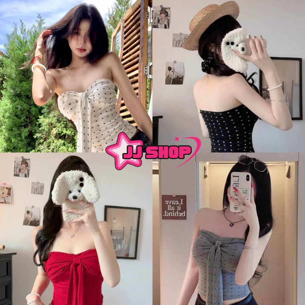 JJ shop💜 พร้อมส่ง เสื้อเกาะอก ดีเทลลายเท้าแมวน่ารัก เสริมฟองน้ำในตัว น่ารักมาก "FY66020"