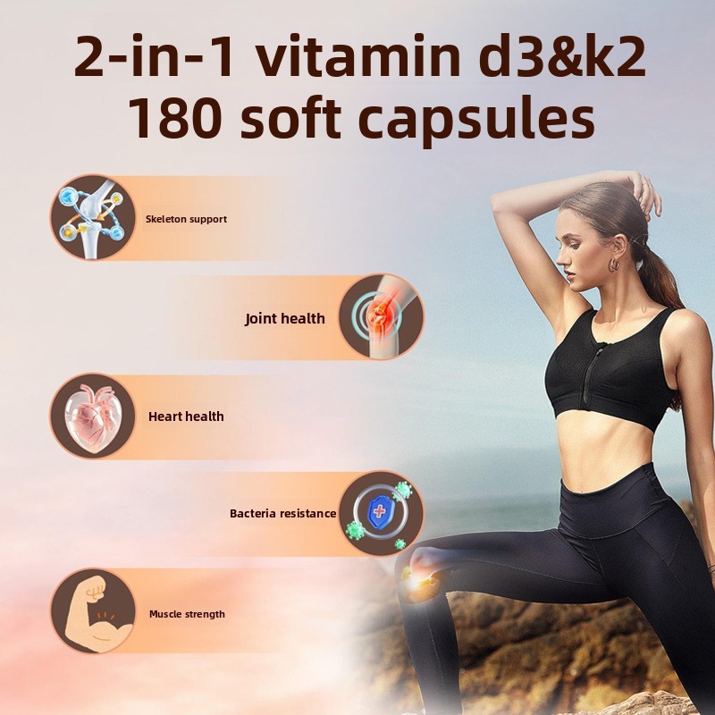D3+K2 Bone & Heart Capsules - Calcium Absorption Booster - 3000IU วิตามินดี
