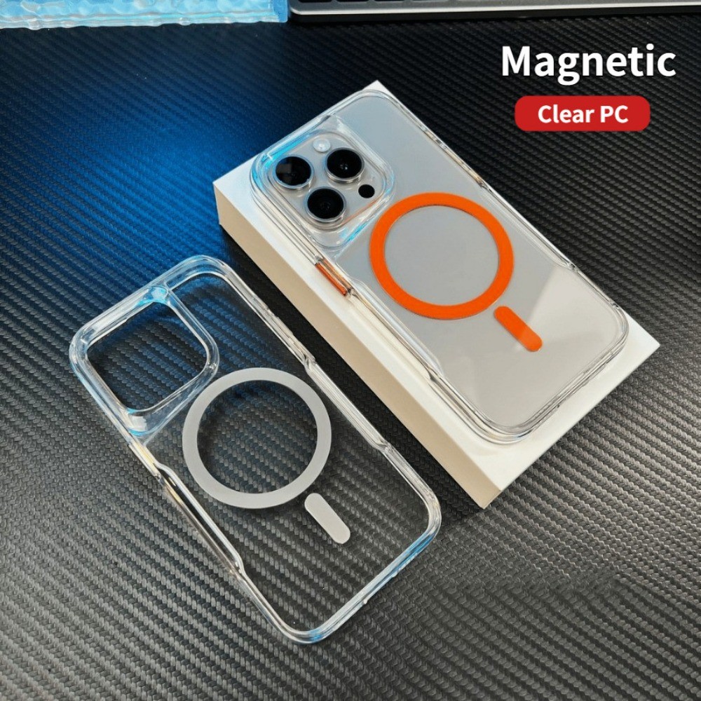 หรูหราใสพรีเมี่ยม N52 เคสโทรศัพท์แม่เหล็กสําหรับ ไอโฟน 11 12 13 14 15 16 มือโปร สูงสุด บวก นุ่ม ทีพียู ขอบเกราะกันกระแทกปุ่มโลหะปลอกใสฮาร์ดปกหลัง