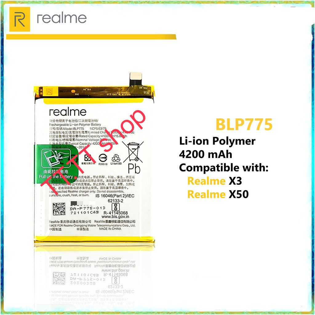 แบตเตอรี่ OPPO Realme X50 / X3 / X3 Super ZOOM  BLP775 4200mAh รับประกัน 3 เดือน