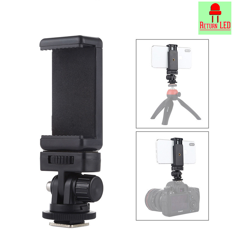 Puluz อะแดปเตอร์ ขาตั้งกล้อง สกรูเกลียว 1/4 นิ้ว พร้อมแคลมป์หนีบโทรศัพท์ ReturnLED