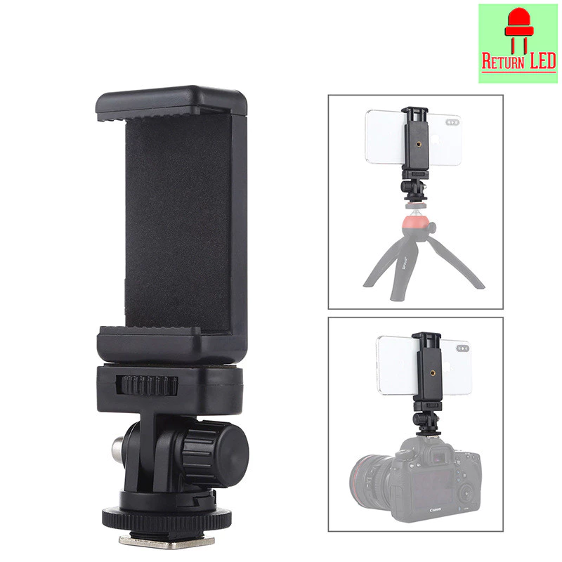 Puluz อะแดปเตอร์ ขาตั้งกล้อง สกรูเกลียว 1/4 นิ้ว พร้อมแคลมป์หนีบโทรศัพท์ ReturnLED