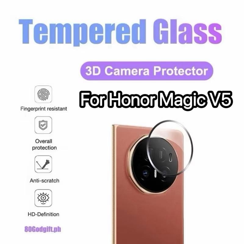 ฟิล์มกระจกเลนส์กล้อง สำหรับ For Honor Magic V5 ฟิล์มกันรอยกล้องด้านหลังแบบใส/ดำ ฟิล์มกระจกนิรภัยป้องกันเลนส์กล้อง ทันทาน