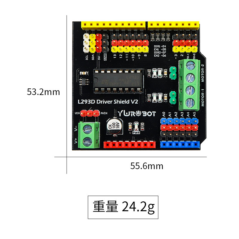 LlYwRobot เหมาะสําหรับ Arduino L293D Shield DC Motor Drive Module รถอัจฉริยะ