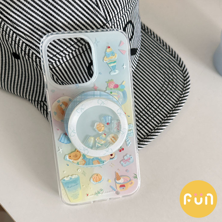 INS Slippable เค้กไอศกรีม Bowknot Holder Stand ไร้สายชาร์จเคสโทรศัพท์สําหรับ iPhone 17 16 15 14 Pro Max 13 iPhone17 ป้องกันฝุ่น IMD Magnetic Mobile Shell - รูปที่ 3