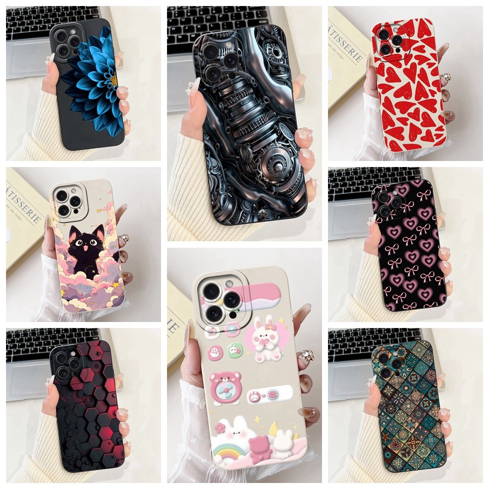 6.7 สําหรับ iPhone 14 Pro Max กรณี A2894 ซิลิโคนแมวน่ารักแฟชั่นผีเสื้อดอกไม้ Love ทาสีเคสโทรศัพท์สํา