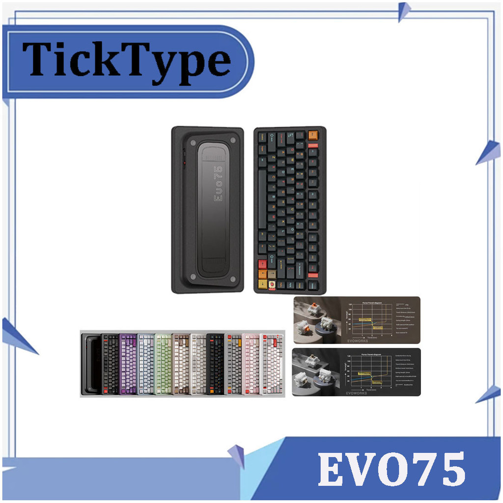 TickType EVO75 คีย์บอร์ดแบบกลไก Big mock examination 2.4G Bluetooth HiFi ที่กําหนดเอง RGB อลูมิเนียม