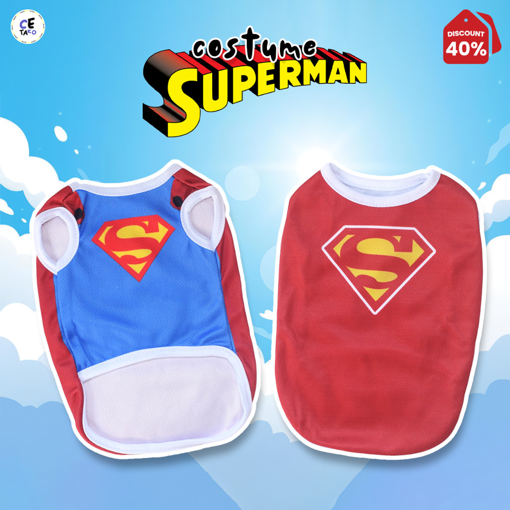 เสื้อผ้าแมวน่ารักชุดซูเปอร์ฮีโร่ซูเปอร์แมนสําหรับแมวสุนัขขนาดจัมโบ้
